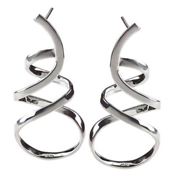 Sterling Silver Swirling Ribbon EarringsPost & Clutch for Pierced Ears/NEW!!! - Picture 4 of 5